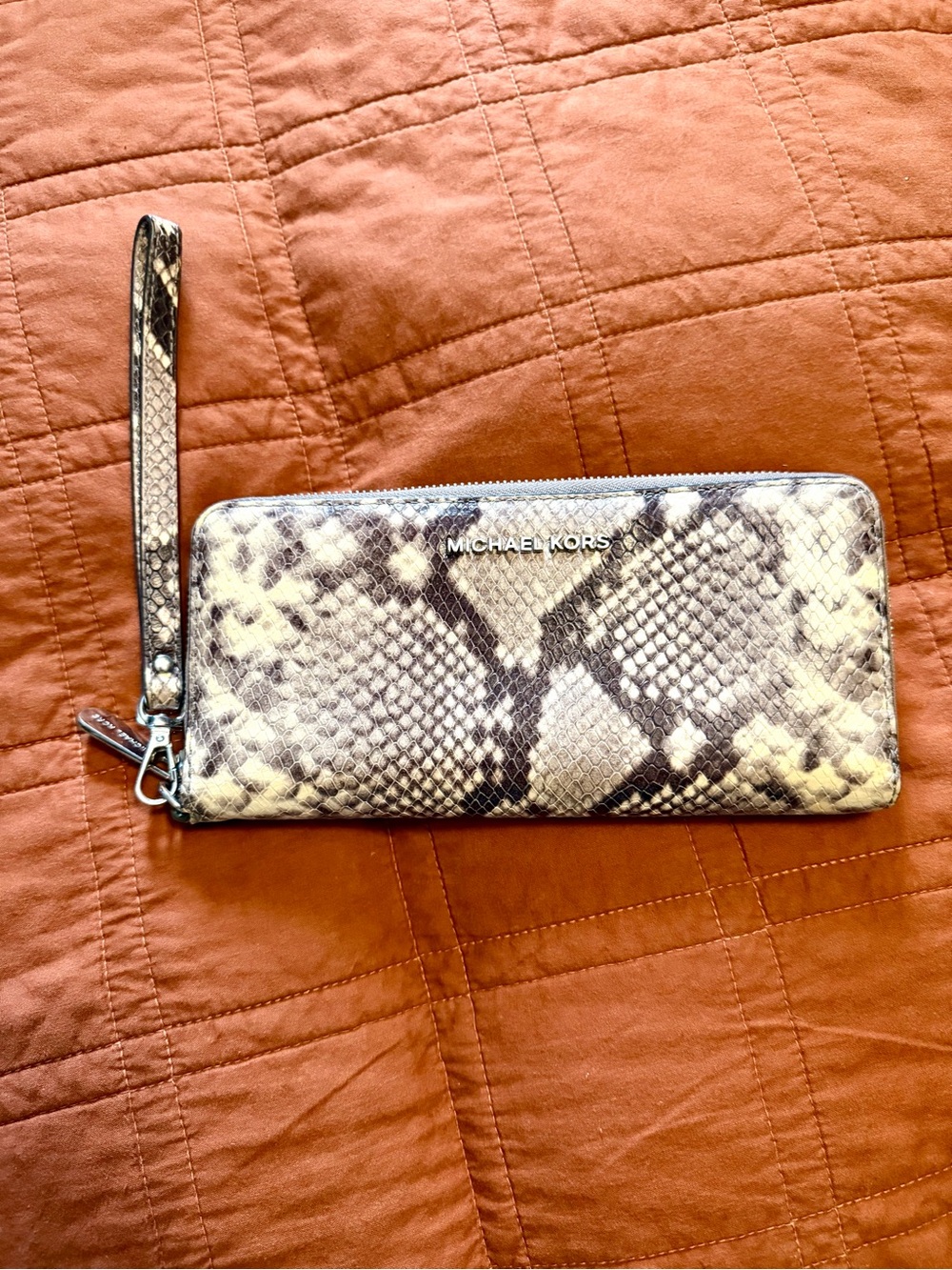 Michael Kors Snake-Print Zip Wristlet Wallet